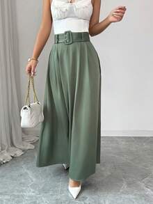 Modelyn Chân váy công sở thanh lịch cạp cao màu trơn dành cho nữ. - màu xanh lá - Xem 5