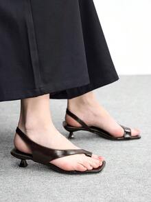 CUCCOO BIZCHIC Sandalias de tacón para mujer - Marrón Café Oscuro - Ver 4