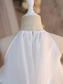 SHEIN Đầm hè organza màu trắng thanh lịch dễ thương cho bé gái/bé gái - trắng - Xem 9