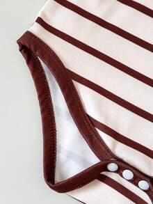 Playful Pals 两件套幼儿男童休闲条纹印花短袖连体衣，适合居家和户外玩耍，春夏款 - 彩色 - 查看 6