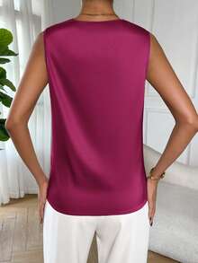 SHEIN Essnce Plus Cowl Collar Tank Top, Summer Tops - Red Violet - View 2