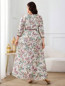 Al Najma 大码女士优雅印花阿拉伯风格连衣裙 - 彩色 - 查看 2