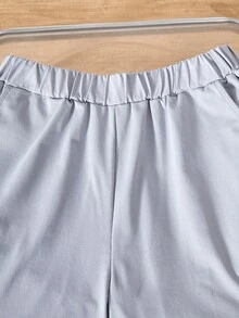 Mirajuku 2pcs Teenage Boys' Turquoise Casual Vacation Fashion Sports Short Sleeve T-Shirt And Shorts Set, 3D Letter Print Minimalist Sports Outfit, Summer - Grey - View 5