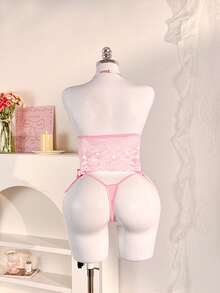 PetitDoll 2pcs/Set Women's Lace Halter Sexy Lingerie Set, Valentine's Day