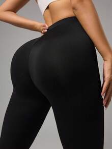 Dewbera Women's Drawstring Waist Casual Fitness Leggings - Black and White - View 3