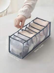 One Set Three Pieces Large Transparent Mesh Multi Compartment Underwear Organizer Drawer Storage Box Bra Sock Closet Divider Home Organization Space Saving Wardrobe Essential - Grey - View 11