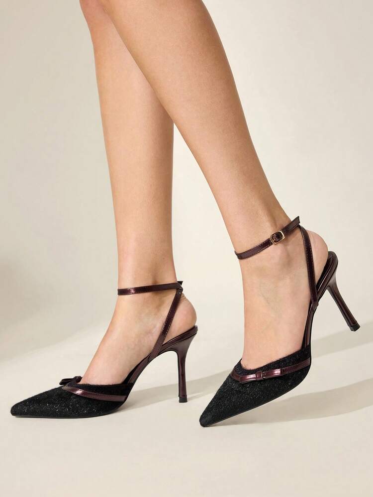 CUCCOO CHICEST Women's Fashionable Elegant Party Bow Decor Pointed Toe Pumps Valentine's Day