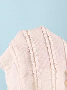 SHEIN 少女纹理针织杏色吊带背心式泳衣套装