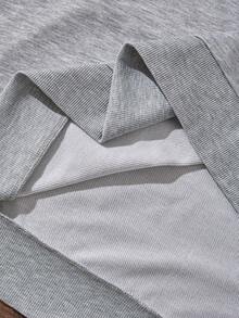 Rusticease 大码印花开衩领连衣裙 - 灰色 - 查看 5