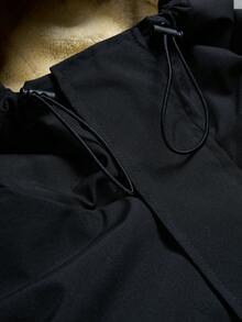 PAVTROS 男士休闲长袖保暖风衣，黑色拼接百搭款，INS风，适合秋冬季搭配及日常穿着，户外徒步，拍照必备，送给男友/老公的完美礼物，男士休闲，Y2K风格宽松飞行员夹克风衣保暖外套 - 黑色 - 查看 3