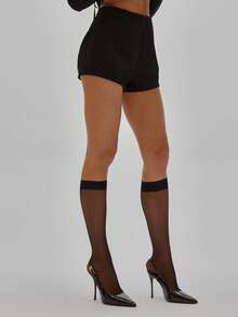 MUSERA Woven Tailored High Rise Mini Shorts Co-Ord Bottom Only Party Sexy Night Out Elegant Occasion Valentines Bridal Wedding Engagement Spring Wedding Party Summer Vacation Holiday Festival - Black - View 3
