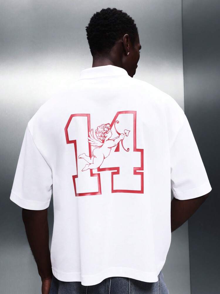 Polohemd mit normalem Kragen und Engelsprint zum Valentinstag