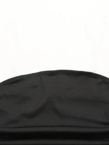 Girlism Kamisol Kerut Pas Badan Warna Polos untuk Remaja Perempuan, Serbaguna untuk Pemakaian Sehari-hari, Anak-anak - Hitam - View 4