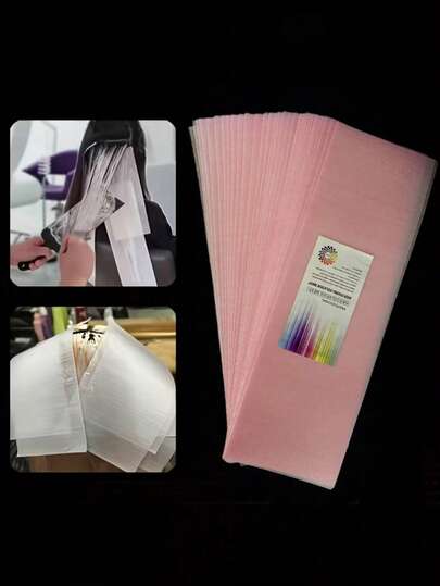 100PCS Pink Reusable Salon Hair Highlighting Isolation Paper Professional Bleach Coloring Tool Foil Alternative For Stylist Home Use Travel Must Have Hairdressing Supplies Styling Essentials Beauty Salon Accessories DIY Hair Color Kit