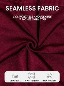 Seamluxe SHEIN Sport 女士高腰无缝酒红色运动紧身裤 - 酒紅色 - 查看 10
