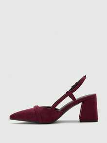 CUCCOO BIZCHIC Damen klassische burgunderrote Spitze Mittlerer Absatz Slip-On Pumps, vielseitig für Pendeln, Date, Party, Urlaub, Hochzeit zu Weihnachten - Kirsche burgunderrot - Übersicht 10