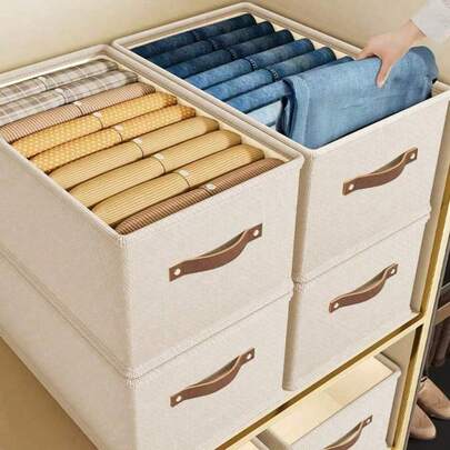 1 hộp đựng quần áo màu trắng, hộp đựng quần áo kiểu ngăn kéo bằng vải Oxford có thể gập lại, không có ngăn chia, dùng để sắp xếp quần jean, áo len, v.v. Trang trí mùa thu, trang trí lễ hội, trang trí phòng, trang trí nhà cửa, trang trí mùa thu, trang trí phòng ngủ.