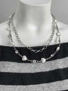 Elamini 女士休闲撞色条纹露肩毛衣，春秋季 - 深灰色 - 查看 6
