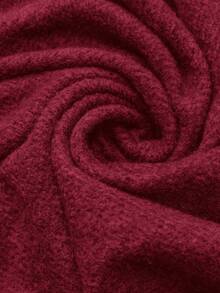 Zelara Elegant Formal Burgundy Autumn Vintage Coin Metal Button Embellished Plus Size Mid-Length Tweed Dress,Winter Classic Clothes For Women Outfit - Red - View 7