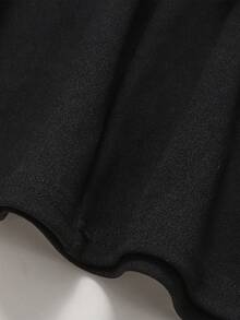 SHEIN Teen Girls' Off-Shoulder Puff Design Contrast Color A-Line Dress