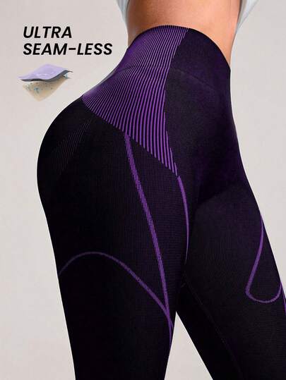 Innovista Seamless Women Black Light Purple Textured Sport Leggings High-Waisted Tummy Control Squat Proof Breathable For Outdoor Yoga Indoor Cycling Boxing Running Commute Peloton Australian Open 2026 New Year Fitness Glow Up January Gym Motivation Valentine Essentials Active Lifestyle Wear Gym Women Sets Sports Women Sets