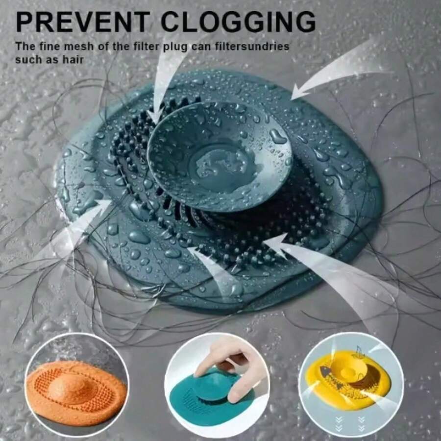 1pc Hair Catcher For Bathroom & Kitchen Sinks, Kitchen Sink Press Floor Drain, Sewer Deodorizing Cover, Sealed Sink Strainer, Household Bathroom Hair Stoppers, Drainage Filter, Easy-Install, Multi-Color, Swirl Design Drain Strainer Plug To Prevent Clogging And Odors, Drain Hair Catcher, Kitchen Accessories Tool
