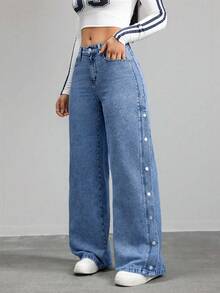Jeans cargo pantalones de mezclilla mujer pantalones cargo pantalones de mujer cargo vaquero para mujer - Azul - Ver 5