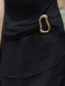 Cévolie Vestido de mujer de unicolor con múltiples capas de tirantes, 2026 - Negro - Ver 6