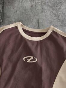 AXEPEAK Men's Geometric Print Round Neck Short Sleeve Casual T-Shirt Jersey Surf Shirt Brown Sweatshirt - Multicolor - View 4