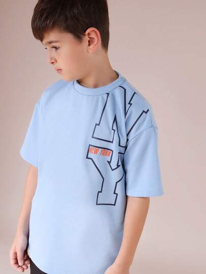  SUMWON Pojkar NY City Grafiskt Tryck Kortärmad Rund Halsad T-shirt Casual Vardagskläder Sommartopp Semester