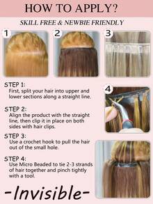 9AM HAIR Butterfly Weft Hair Extensions Human Hair Glueless OVO Pu Hole Genius Hand Tied Invisible DIY Double Weft Hair Extensions Straight 1pc 16 Inches - S2C - View 11