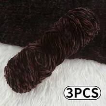 秋冬季三件套奢华天鹅绒纱线套装 - 柔软的涤纶雪尼尔纱线，非常适合DIY编织和钩编，多种颜色可选，包括白色、米色、蓝色、棕色、紫色、绿色、黑色和灰色。 - 彩色 - 查看 35