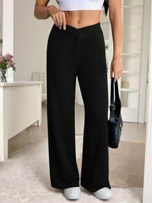 SHEIN Tall Quần ống đứng họa tiết da báo dành cho nữ, trang phục đi học, trang phục mùa thu, trang phục giáo viên, thời trang, phong cách quý tộc cổ điển, váy nữ thường ngày, trang phục ngày Quốc khánh 4 tháng 7. - màu đen - Xem 10