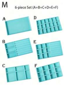 Velvet Jewelry Tray, Large Capacity Jewelry Organizer With Separate Compartments, Stackable Jewelry Display Stand For Earrings, Necklaces, Bracelets, Rings, Hair Clips, Hairbands, Etc. - Blue - View 21