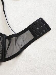 成熟迷人女士蕾丝轻薄内衣 - 黑色 - 查看 4