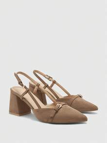 CUCCOO BIZCHIC Women's Classic Burgundy Pointed Toe Mid-Heel Slip-On Pumps, Versatile For Commute, Date, Party, Holiday, Wedding For Christmas Valentine's Day Spring Shoes - dark camel - View 7