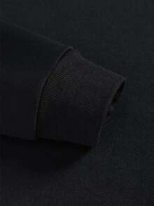 ROMWE MEN Goth 男士哥特印花拉链抽绳连帽卫衣 - 黑色 - 查看 3