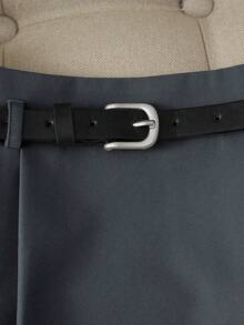 Franclia 返校季休闲A字迷你裙，配腰带，女士秋季半身裙，返校季腰带半身裙，优雅半身裙，灰色半身裙，可爱半身裙 - 灰色 - 查看 4