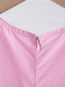 SHEIN Tween Girl Color Block Bow Accent Flutter Sleeve A-Line Dress, Fuchsia,Kids - Baby Pink - View 11