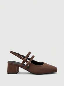 CUCCOO BIZCHIC Women's Classic Chocolate Brown Lace-Up Low Heel Shoes, Essential For All Seasons Globally Valentine's Day - Chocolate Brown - View 2