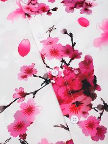 Manfinity Swimmode 印花短袖纽扣衬衫短裤套装，休闲款 - 彩色 - 查看 6