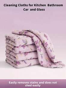 Joivida 5pcs Coral Fleece Cleaning Cloth, Highly Absorbent Towel, Quick Drying Multifunctional Wiping Cloth, Kitchen And Bathroom Cleaning Cloth, Car Universal Flower Design Square Cloth, Farmhouse Style Home Cloth, Tableware And Utensil Maintenance Cloth, Soft And Non Shedding Material, Christmas - Multicolor - View 13