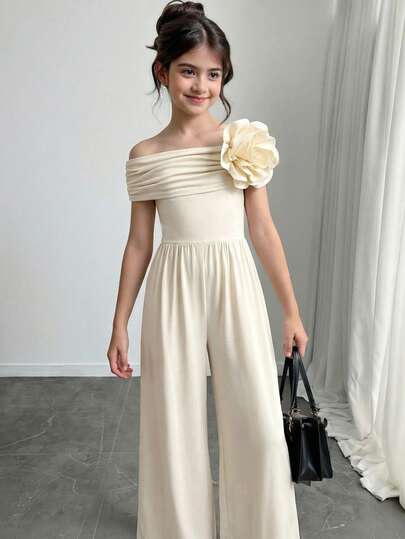 SHEIN رمضان جمبسوت طويلة مريحة بدون كتف للفتيات المراهقات بتصميم بسيط وعصري