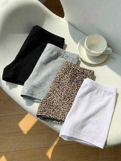 Comfortcana 4pcs Women's Colorful Tight Casual Short Leggings Set Carnival