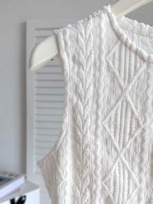 SHEIN Tween Girls' Textured Knit Sleeveless Elegant Versatile Vest Shirt - Apricot - View 5