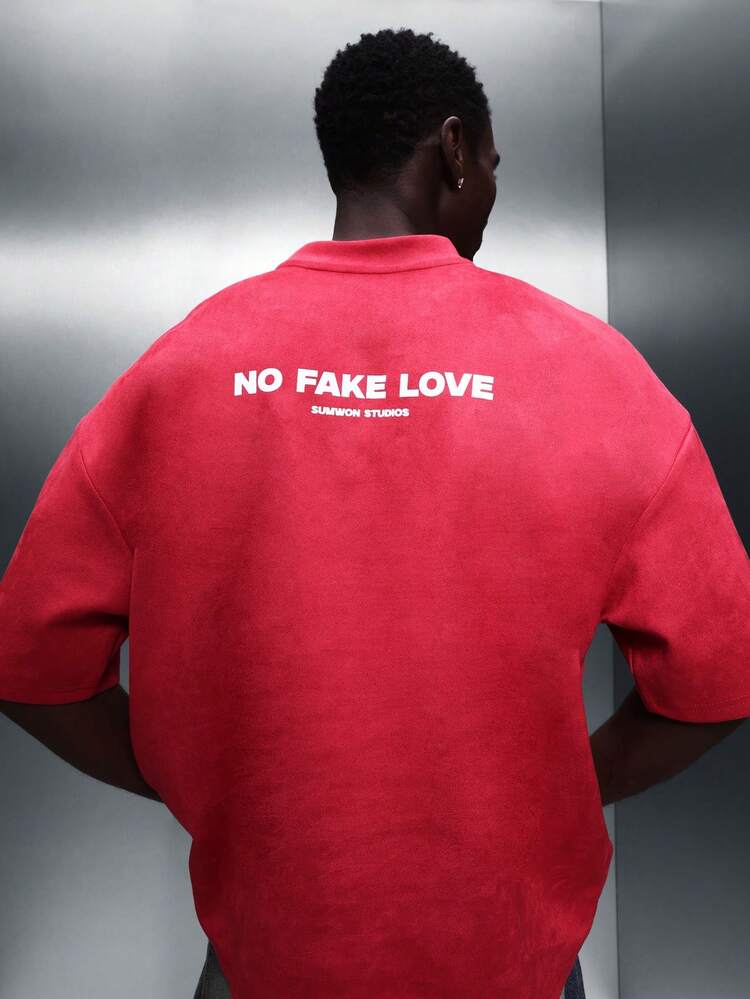 T-shirt court à col rond avec imprimé cœur pour la Saint-Valentin