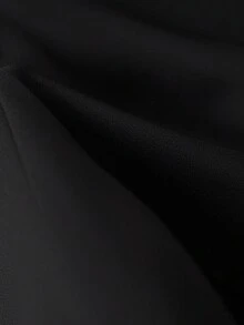 Franclia Women's Black & White Contrast V-Neck Metal Flower Button Waist Flared Hem Fitted Casual Party Cocktail Sleeveless Mini Dress, Suitable For Daily, Party, Commute, Outing, Date - Black and White - View 3