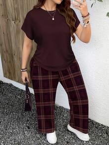 EMERY ROSE Bộ đồ 2 món cỡ lớn, phong cách tối giản, họa tiết da báo, thích hợp cho mùa hè. - Nhiều màu - Xem 3