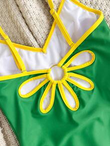 Swim SXY 2026 New Spring/Summer Women One-Piece Positioning Printed National Flag Spaghetti Strap Backless Beach Vacation Casual Swimsuit - Green - View 7