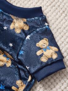 PETSIN 1 Printed Brown Bear Star Flannel Sweatshirt, Thick And Warm Pet For Autumn And Winter, Navy Blue - Multicolor - View 10